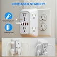 thumbnail image 5 of JcBlaon Surge Protector Outlet Extender, 6-Outlet Splitter with 4 USB Wall Charger(PD 30W) USB C Fast Charging Port, Multi Plug Wall Outlet 1050J Power Strip for Home Office Dorm Room Essentials, 5 of 9