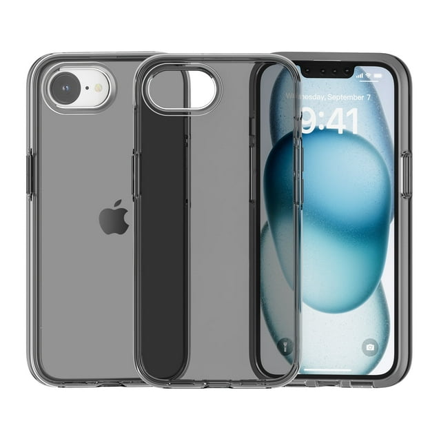 KOMI for iPhone 16E Case Clear : for SE 4 2025 Anti Yellowing Rugged Case | Military Grade Protection Slim Phone Cases | Shockproof Scratch-Resistant Transparent Cell Phone Cover Black