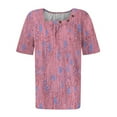thumbnail image 4 of Uaswgudfs Women's Dressy Boat Neck Tunic Top - Summer Floral Boho Loose Fit Pleated Casual Short Sleeve Blouse, 4 of 4