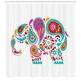 thumbnail image 3 of Ethnic Shower Curtain, Eastern Asian Elephant Figure Featured Paisley Leaves Oriental Indie Tribal Hippie, Fabric Bathroom Set with Hooks, 69W X 84L Inches Extra Long, Multicolor, by Ambesonne, 3 of 3