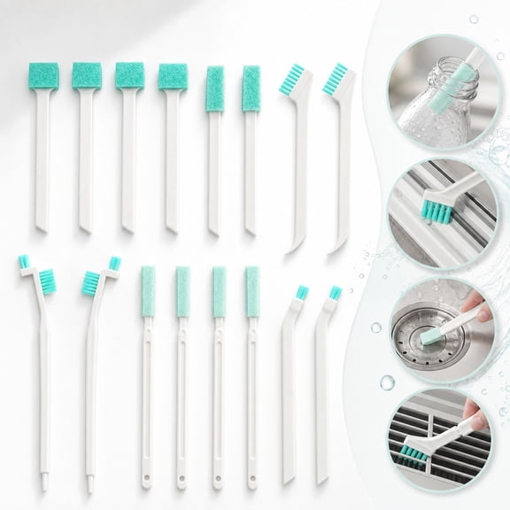 Small Cleaning Brushes for Household, Crevice Cleaning Tool Set of 16 for Window Grooves Track Humidifier Keyboard Bottle Door Car Vent, Tiny Detail Cleaner Scrub Brush for Gaps Corner Tight Space