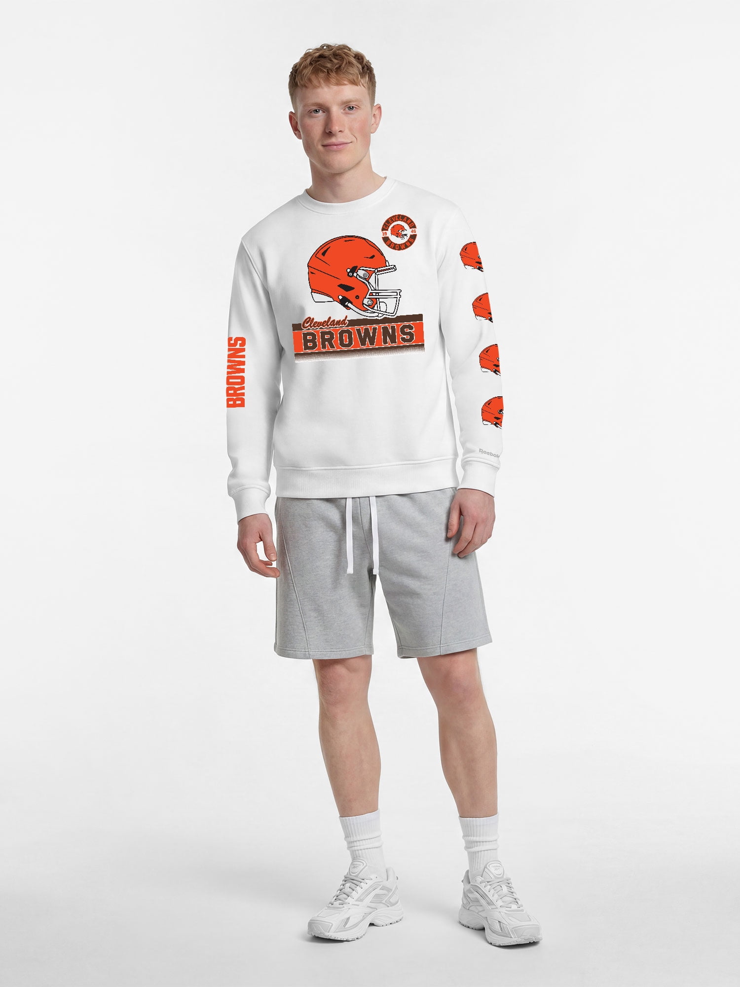 Cleveland Browns Reebok Mens White Crew Sweatshirt