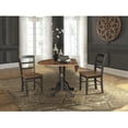 thumbnail image 5 of 42" Solid Wood Dual Drop Leaf Pedestal Dining Table with 2 Madrid Ladder Back Chairs in Hickory/Washed Coal by International Concepts, 5 of 7
