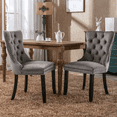 thumbnail image 6 of Tcbosik Button Tufted Dining Chairs Set of 2, Upholstered Velvet Chair with Button Tufted Back & Solid Wood Legs for Living Room, Kitchen, Gray & Black, 6 of 10