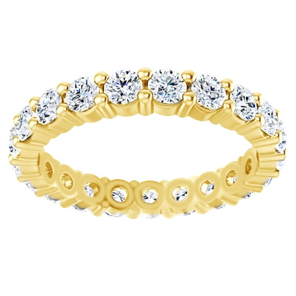 AFFY Round Cut Simulated White Moissanite Eternity Band Ring In 14K Solid Yellow Gold , Size-12.5