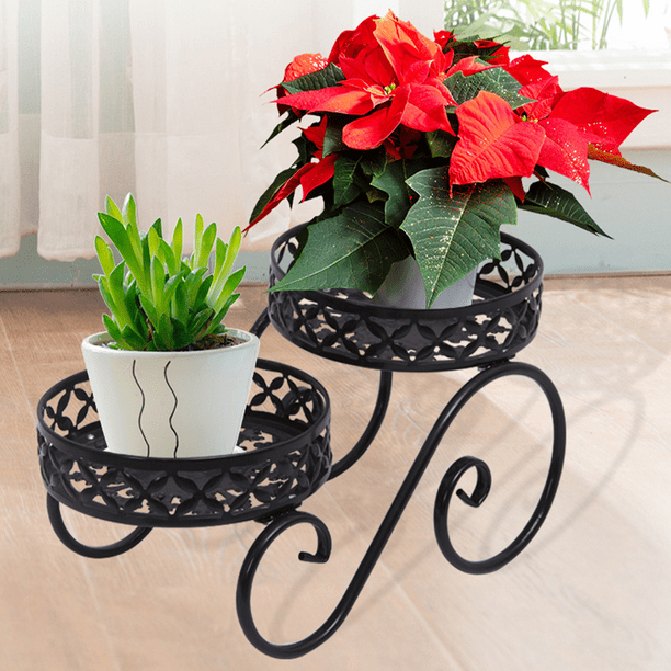 Wrought Iron Potted Stander Flower Shelf Flower Pot Holder Garden