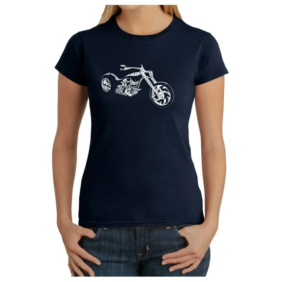 LA Pop Art Women's Word Art T-Shirt - MOTORCYCLE