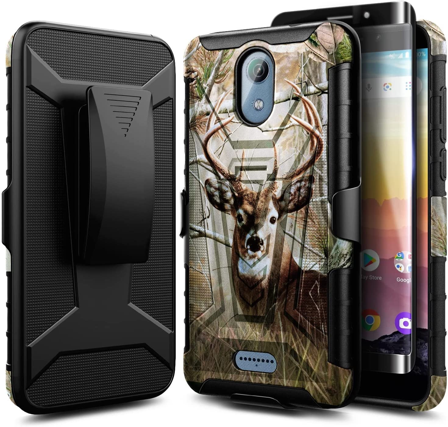 AT&T Calypso U318AA Case, Cricket Vision 3 Case with Tempered Glass