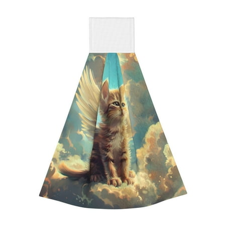 

Lukts Sunshine Cloud Cute Cat for Coral Fleece Velcro Towel Suitable for Bathroom Kitchen Hanging Absorbent Towel Household Items