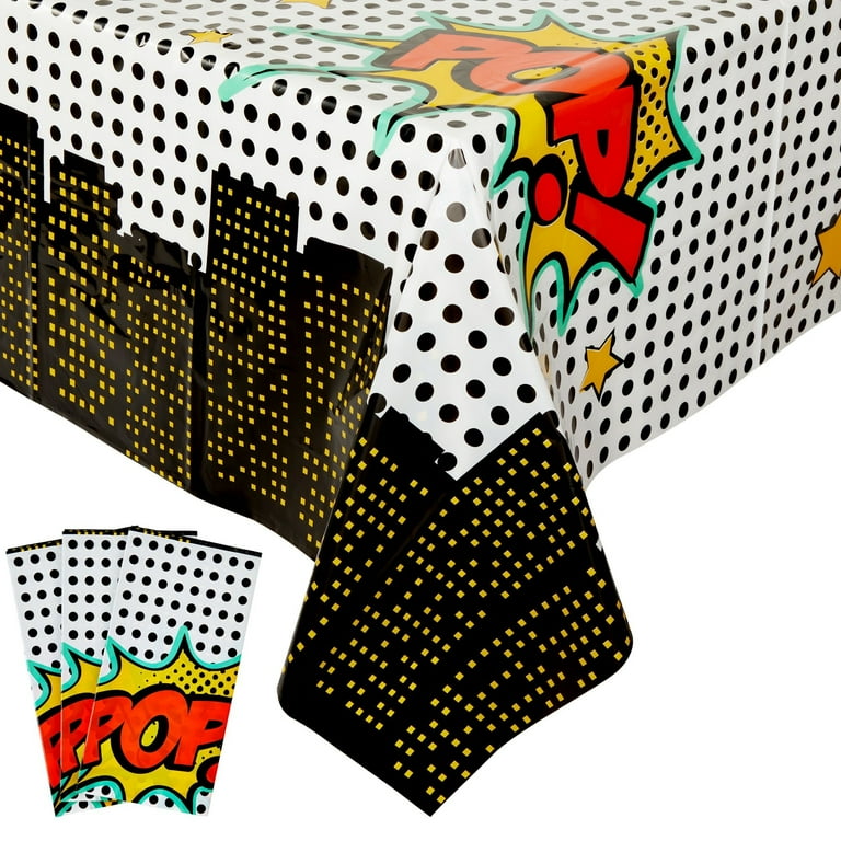 Oudain 6 Pack Hero Plastic Tablecloths - 108" X 54" Rectangular Disposable Covers For Birthday Party Decor