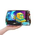 thumbnail image 3 of Saiise Geometry Dash Print Makeup Bag PU Leather Travel Makeup Bag Organizer Makeup Pouch, Portable Cosmetic Bags for Women,Cute Make Up Bag for Travel Size Toiletries Accessories Brushes, 3 of 7