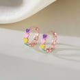 thumbnail image 4 of Sterling Silver Rainbow Heart Hoop Earrings for Women Teens Colorful Love Earrings Huggie for Valentines Day, 4 of 10