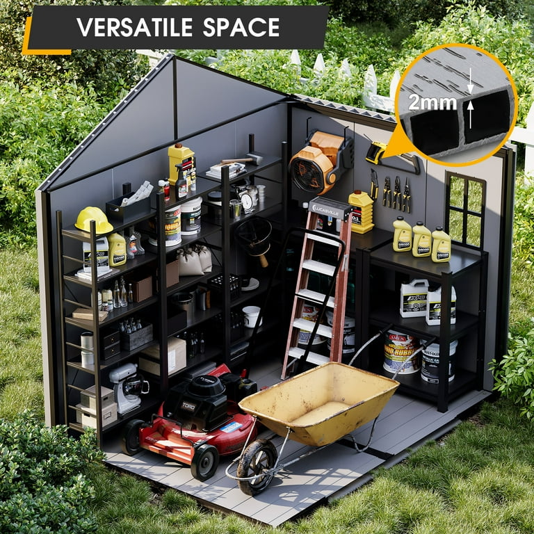 MELLCOM 8 x 6 FT Resin Outdoor Storage Shed with Floor, Outdoor