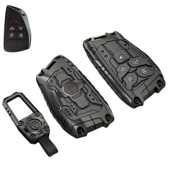 Compatible with 2022-2025 Chevy Silverado 1500, GMC Sierra 1500 & 2024-2025 Silverado Sierra 2500HD 3500HD – Heavy Zinc Alloy Key Fob Cover, Keychain, Key Case & Accessories