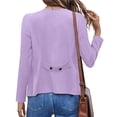 thumbnail image 6 of Yigetop Womens Blazers, Womens Lightweight Casual V Neck Open Front Slim Long Sleeve Button Down Cardigan Work Suit Jackets Tops with Pockets Summer Jackets for Women Purple S, 6 of 9