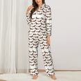 thumbnail image 3 of Wukai Dachshund Dog Puppy Print Women's Pajama Set - Soft Long Sleeve Sleepwear for Comfort and Style-, 3 of 9