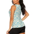thumbnail image 3 of Xecao Daisy Floral A print women's scoop neck, loose-fit workout tank tops for the gym., 3 of 9