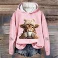 thumbnail image 2 of Puliio Womens Oversized Highland Cow Print Pullover Hoodies Fall Casual Long Sleeve Hooded Sweatshirts with Kangaroo Pockets, 2 of 3