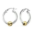 thumbnail image 6 of LeCalla 925 Sterling Silver Jewelry Light-Weight Click Top Bead Hoop Earrings for Women and Teen 25MM, 6 of 9