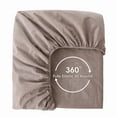 thumbnail image 6 of MooMee 100% Washed Cotton Queen Fitted Sheet Only Linen Like Textured Extra-Deep Pocket Breathable Soft 1-Piece(Mauve Brown, 60"x80"), 6 of 6