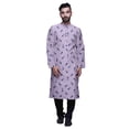 thumbnail image 1 of Atasi Mandarin Collar Printed Satin Slub Traditional Kurta Set For Men, 1 of 1