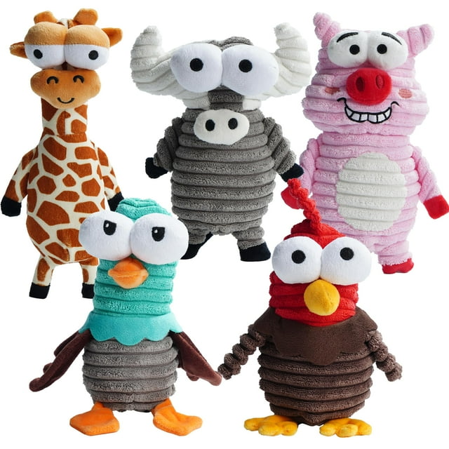 Dog Squeaky Toys Nocciola, 5 paquetes para perros pequeños y medianos