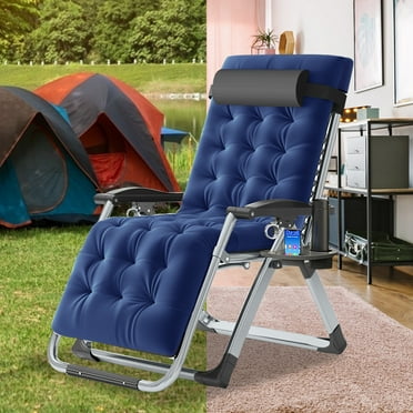 ABORON Zero Gravity Chair, Premium Lawn Recliner Folding Portable Chaise Lounge with Detachable Cushion, Headrest and Cup Holder, Reclining Patio Lounger Chair
