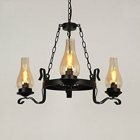 Vintage Antique Black Chandelier Metal Wagon Wheel Chimney Glass Vintage Antique Black Chandelier Metal Wagon Wheel Chimney Glass Shade 3light 6light Lighting Dinning