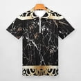 thumbnail image 3 of Black Gold Marble Pattern Men Zipper T-shirt Summer Casual Short Sleeve T-shirt Top, 3 of 7