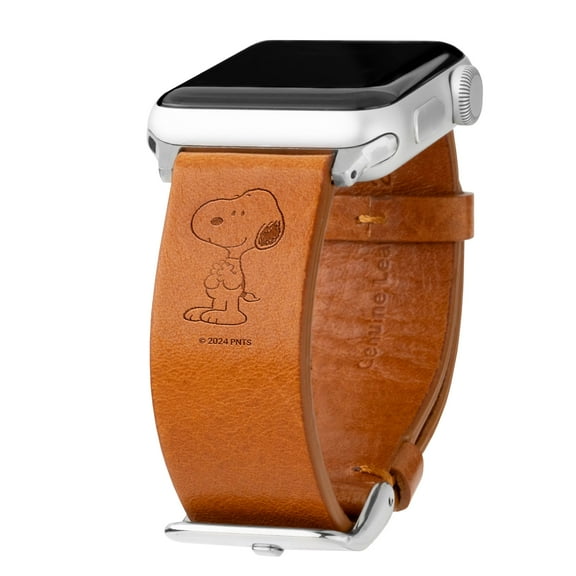 Peanuts 75th Anniversary Premium Leather Unisex Watch Band for Apple Watch (38/40/41mm Long Snoopy) by Affinity Bands