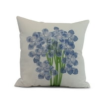 Simply Daisy, 20" x 20" Florpalida, Floral Print Outdoor Pillow, Blue