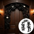 thumbnail image 6 of Halloween Black Maple Leaf Decor, Realistic Artificial Leaf Garland, Gothic Hanging Foliage Accent, Door Mantel Wall Party Display, Spooky Seasonal Holiday Decoration, 6 of 9