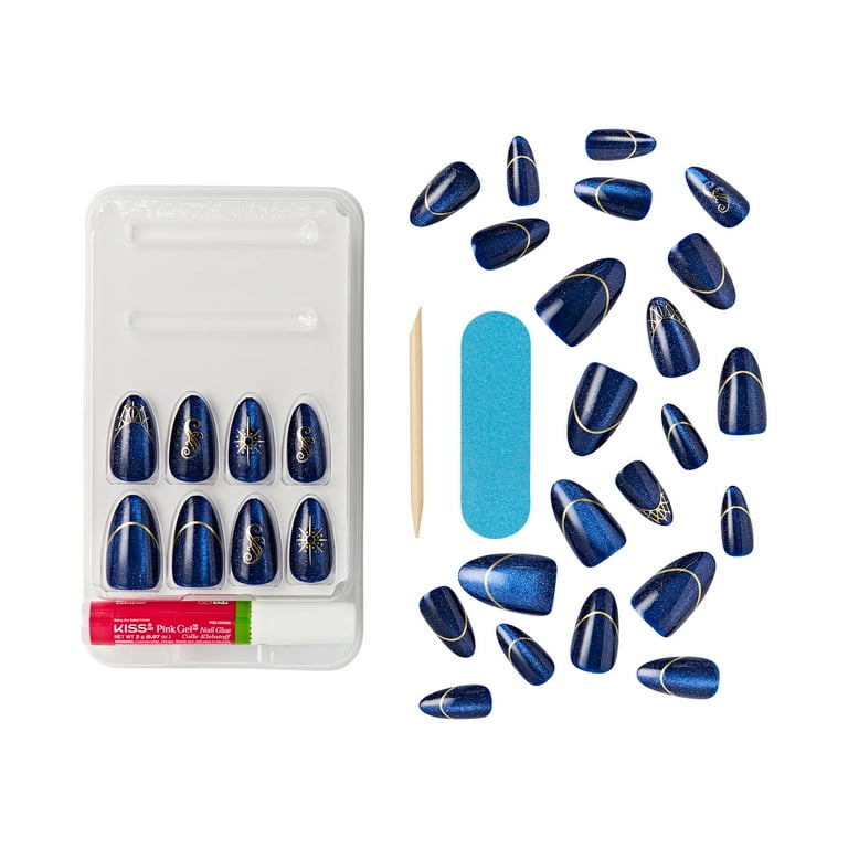 コレクション kiss press WICKED X KISS Press on Nails, Shiz Chemistry Club, Blue, Medium