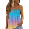 thumbnail image 2 of GceSteap Tube Tops for Women Strapless Tops Summer Bandeau Tank Tops Gradient Tanks Smocked Ruffled Backless Sleeveless Shirts 2024 Blue XXL, 2 of 5