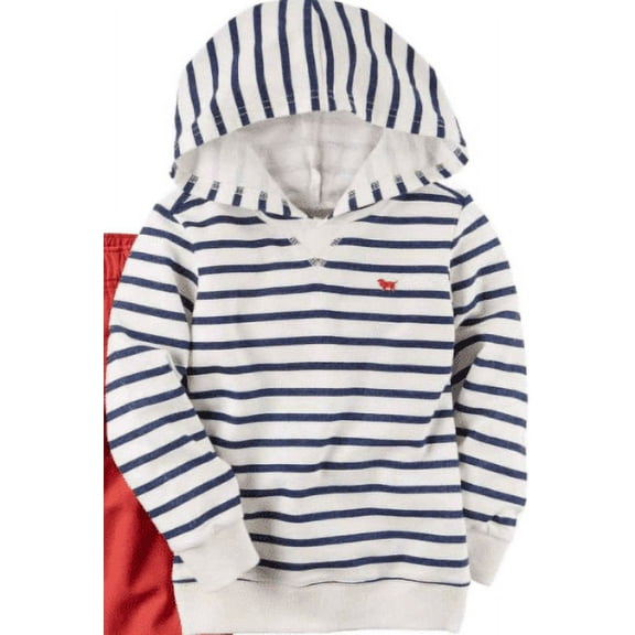 Carter's NAVY/WHITE Baby Boys' Hoodie & Chambray Pants 2 Pc Set, 3 Mo NWOT