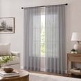 thumbnail image 2 of OVZME Charcoal Grey Sheer Curtain 2 Panels 84 Inch Length, Rod Pocket Voile Window Drapes for Living Room Bedroom, Each 52x84 Inch, 2 of 9