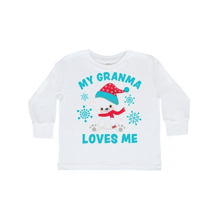 

Inktastic Polar Bear My Granma Loves Me in Santa Hat with Snowflakes Gift Toddler Boy or Toddler Girl Long Sleeve T-Shirt