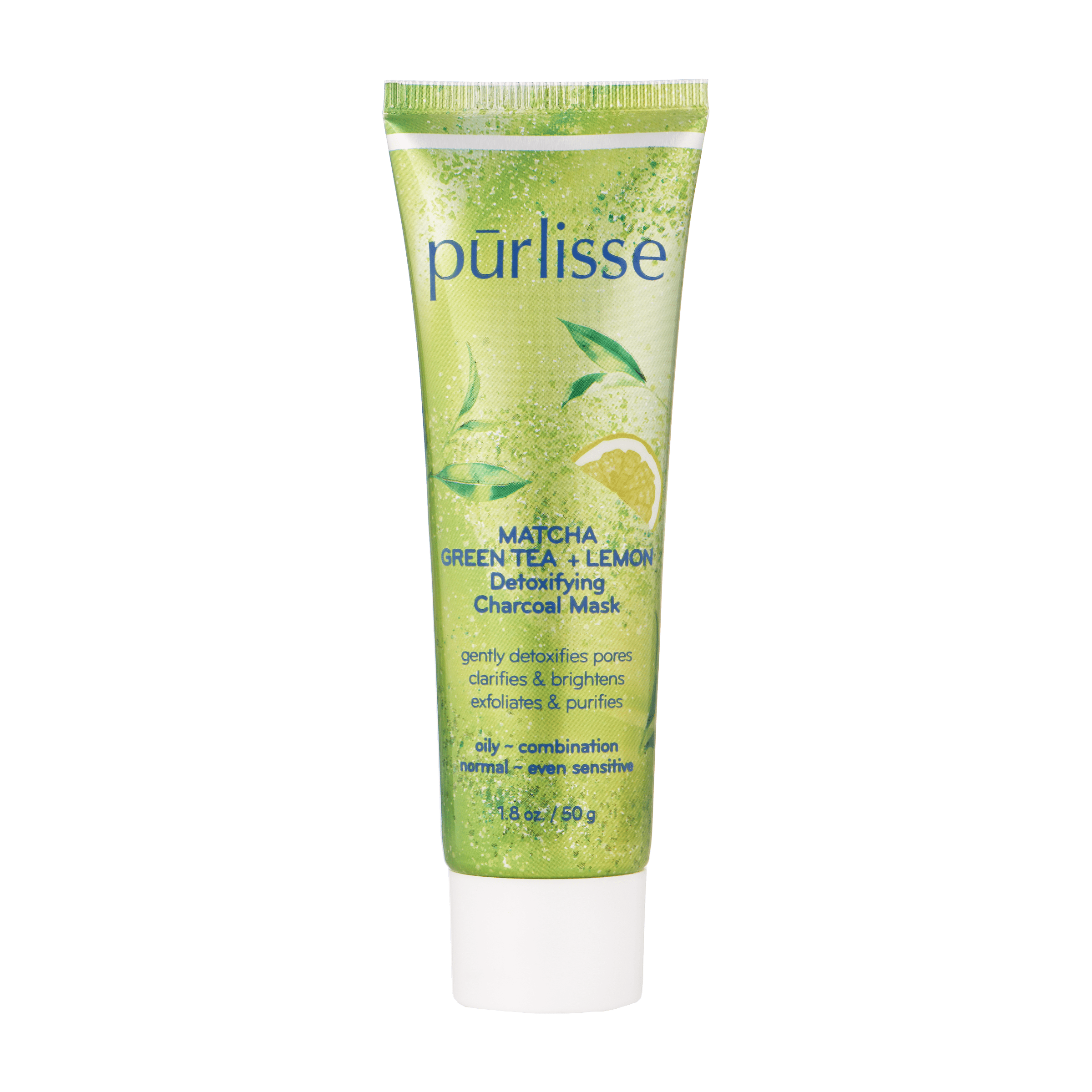purlisse Matcha Green Tea + Lemon Detoxifying Charcoal Mask: Cruelty-free & clean, Paraben & Sulfate-free, Citrus brightens, White Clay tightens pores| 1.8oz
