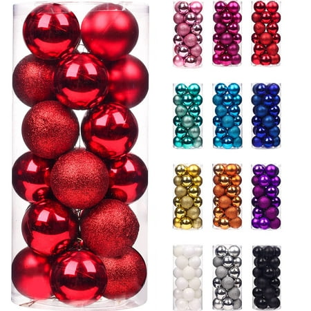haozzaw 24Pcs Christmas Tree Balls Ornaments for Xmas Christmas Tree 30mm/1.18" Shatterproof Christmas Tree Decorations Hanging Ball for Holiday Wedding Party Christmas Decorations Clearance