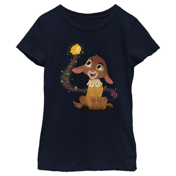 Girl's Disney Wish Valentino and Star T-Shirt - Navy Blue - X Large