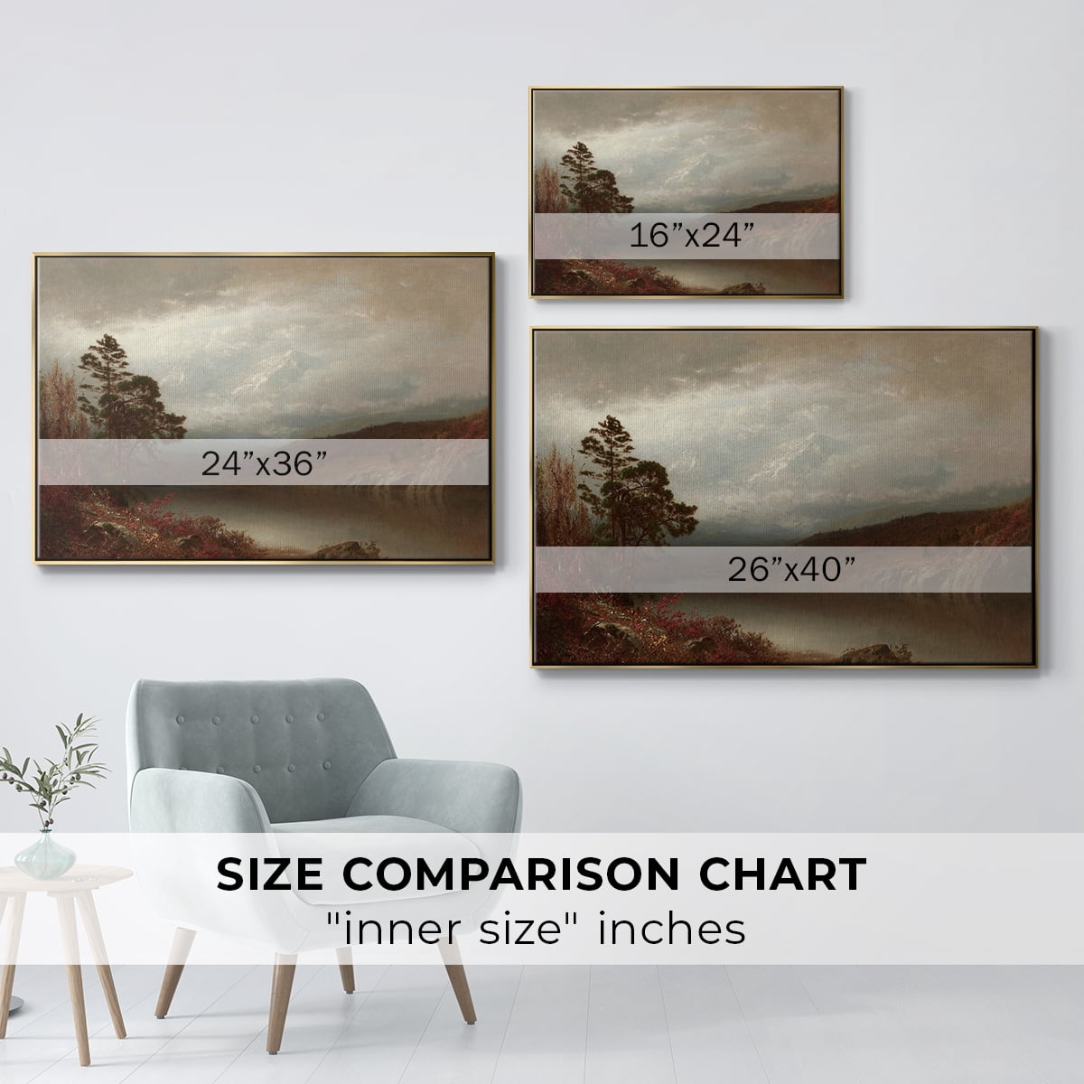 Vintage Landscape-CCCXVIII By Wexford Home Framed in Gold Wood Gallery Wrapped Canvas 25 in. x 37 in.