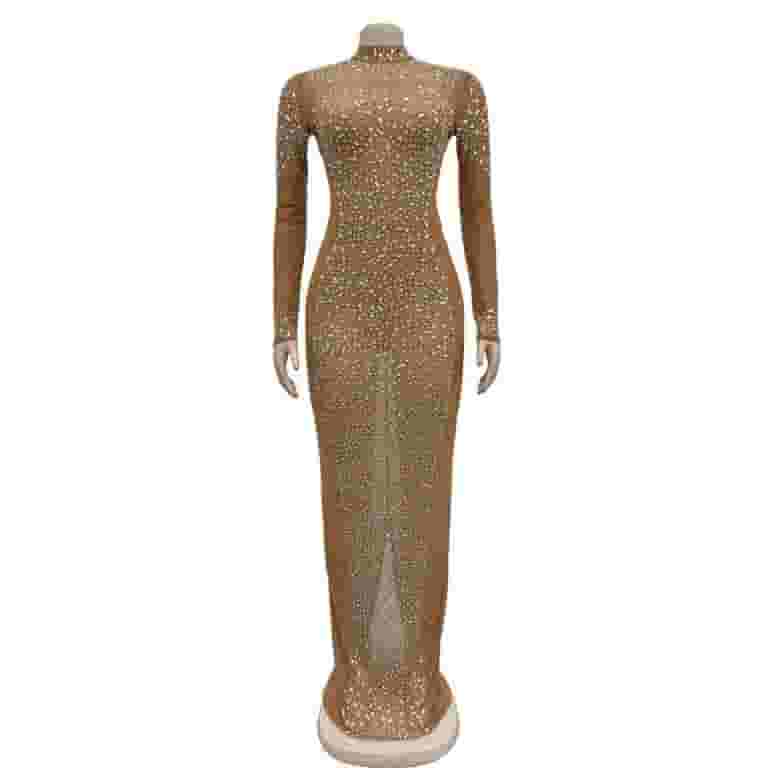 Women Sexy O-Neck Long Sleeve Glitter Elegant Evening Dress Women Sexy O-Neck Long Sleeve Glitter Elegant Evening Dress