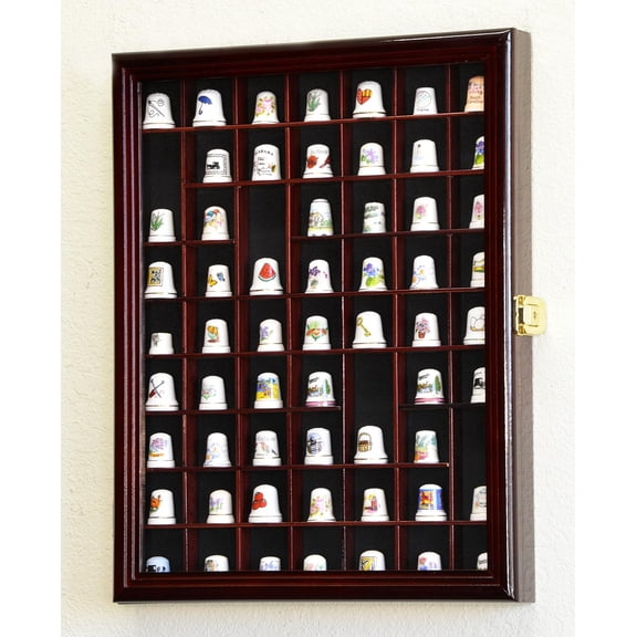 59 Opening Thimble/Small Miniature Display Case Cabinet Holder Wall Rack 98% UV Lockable
