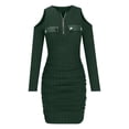 thumbnail image 4 of cfhntfmh Bodycon Dresses for Women Trendy V Neck Zipped Cold Shoulder Ribbed Party Dress Slim Long Sleeve Cocktail Mini Dress, 4 of 6