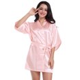thumbnail image 2 of Dengjunhu Women Satin Robes Sexy Silky Bathrobe Lace V-Neck Bridesmaid Bride Party Robe Soft Sleepwear, 2 of 6