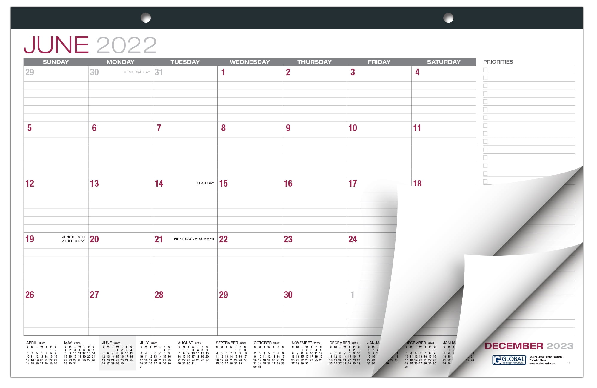 10day shipping Basic Mint Desk Pad 22x13" with Monthly Schedulers 