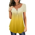 thumbnail image 4 of QLEICOM Womens Summer Tops Oversized T-shirts Short Sleeve V-Neck Tie-dye Casual Loose Tunic Tank Tops Women Shirts Blouses Yellow 4XL, 4 of 4