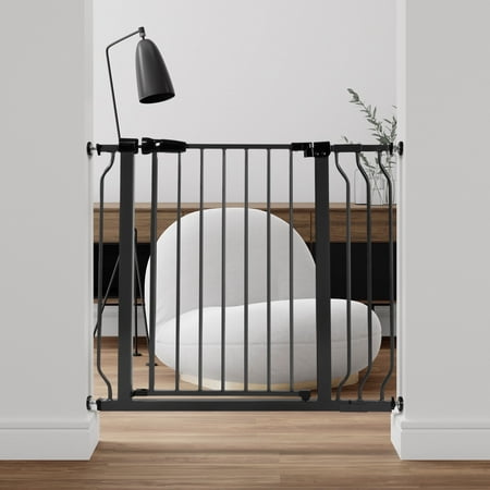EDX 30" Height Walk Through Dog Gate, Pressure Mounted with Auto-Close and Hold-Open Features, Fits 29.1–38.5 Inch Openings, Black