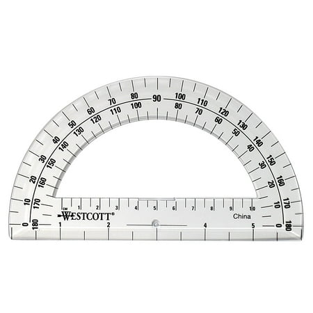 Westcott 6-inch Clear Plastic Protractor, 1 Piece, Not Bulk
