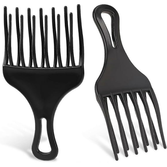 2 Pcs Afro Comb For Curly Hair Afro Pick Hair Pick Comb Pick Hair Comb Plastic Wide Hair Pick Comb Double Fist Pick Large And Small Afro Pick Comb